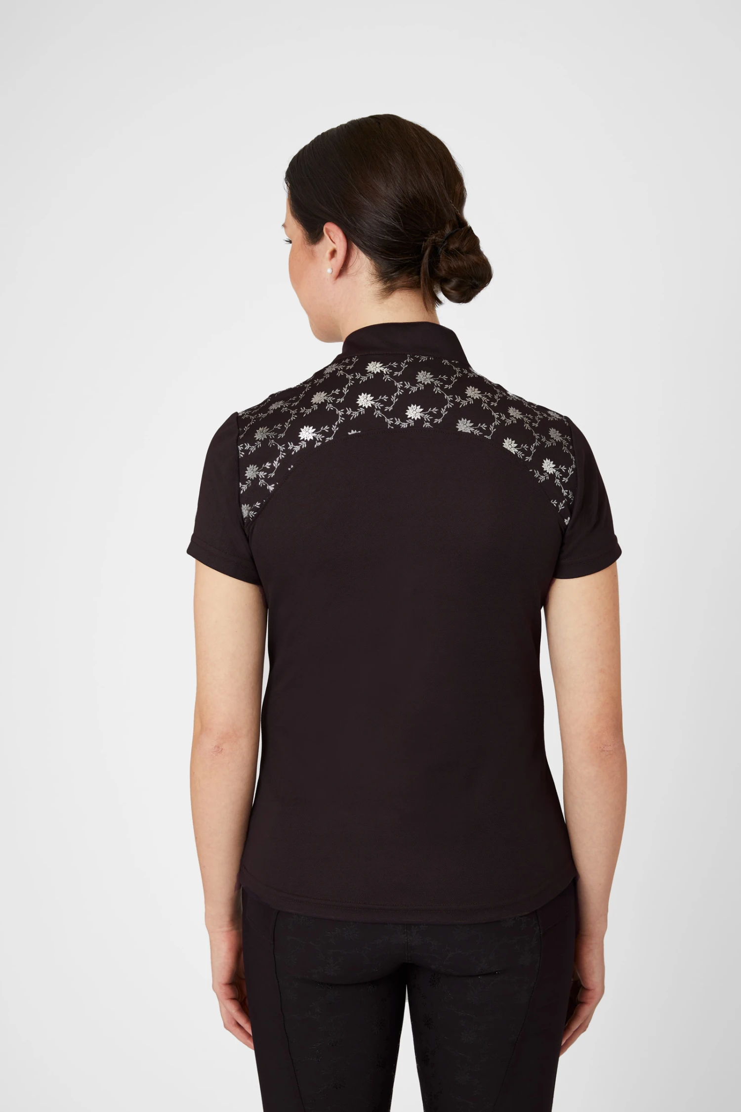 Horze Kaitlin Damen Trainings-/ Turniershirt Mit Kurzen Ärmeln Und Blumendetail 7 Horze Kaitlin Damen Trainings-/ Turniershirt Mit Kurzen Ärmeln Und Blumendetail - Image 5